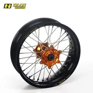 Haan Bakhjul 17x5.0 - KTM/Husaberg/HQ Svart Ring, Oransje Nav, 20 mm Aksel