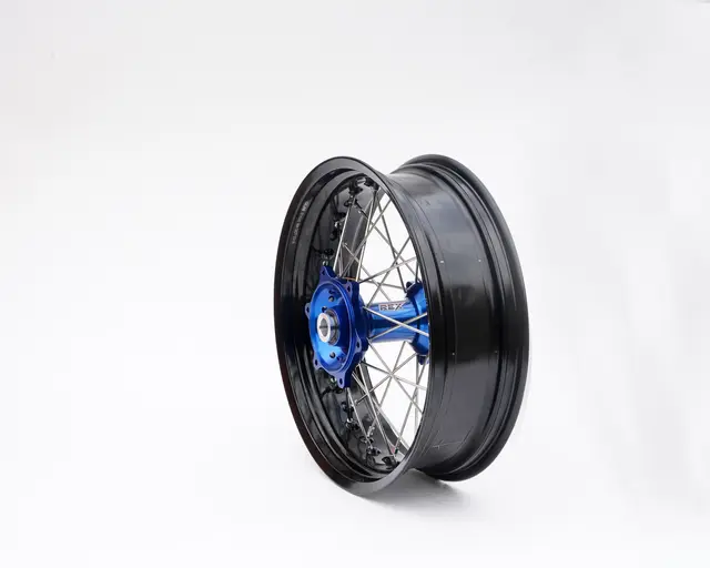 REX 17x5,00 HQ Bakhjul - 22mm aksel Sort Ring, Blått Nav,TE/FE, TC/FC 23-> 