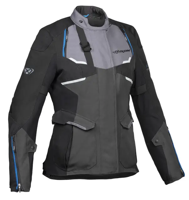 Ixon Eddas Damejakke Grå/blå/sort Adventure Vanntett X-Dry Z-liner 