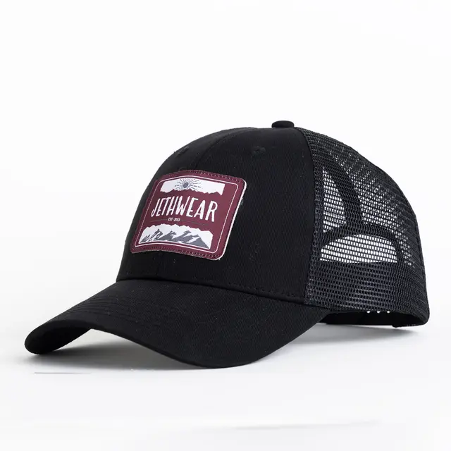 JW  - Trucker Cap  Sunrise Black/Burgundy 