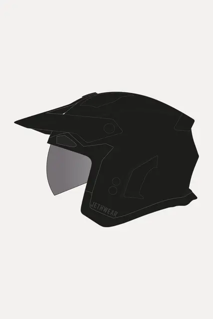 Jethwear Halvhjelm "Open Face" V2 Sort, med solvisir 