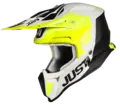 Just1 J18 Pulsar - Gul/Hvit/Sort - Matt Lett crosshjelm i matt finnish
