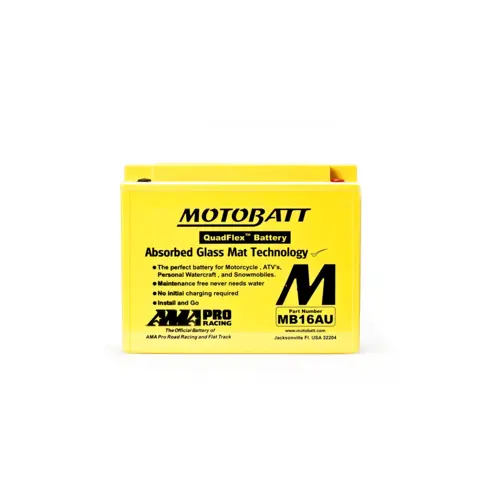 MotoBatt MB16AU 12V Batteri 2-Polet, 230CCA, 20.5Ah, 207x72x164, AGM