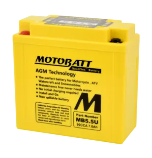 MotoBatt MB5.5U 12V Batteri 4-Polet, 90CCA, 7Ah, 135x60x130, AGM