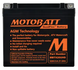 MotoBatt MBTX20UHD 12V Batteri 4-Polet, 320CCA, 21Ah, 175x87x155, AGM