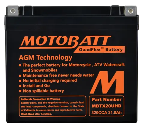 MotoBatt MBTX20UHD 12V Batteri 4-Polet, 310CCA, 21Ah, 175x87x155, AGM