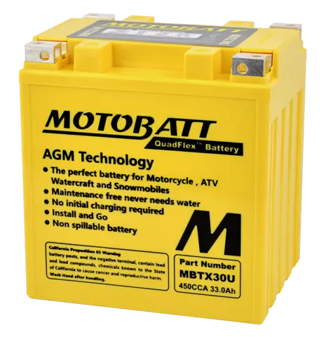 MotoBatt MBTX30U 12V Batteri 4-Polet, 390CCA, 32Ah, 166x126x175, AGM
