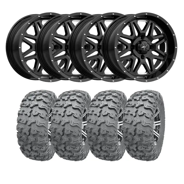 Hjulpakke 86 - Polaris 4x4 - 27"/14'' Wanda P3036 E4,  M26 Vibe - Sort 