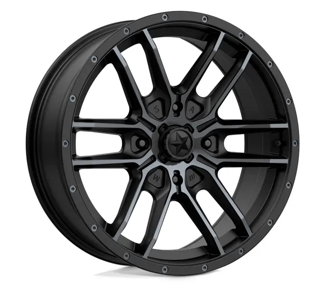 MSA M43 Fang 14/15x7 - 4/156, +10mm ATV/UTV Felg - Sort Matt/Titanium 
