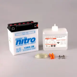 Nitro 12N9-3B Batteri 12V, 9Ah, 135x75x139,  Syrepakke