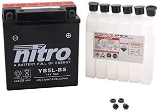 Nitro YB5L-BS  Batteri Vedlikeholdsfritt 12V, 5Ah, 120x60x130, Syrepakke, AGM