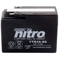 Nitro YTR4A-BS Batteri Vedlikeholdsfritt 12Volt, 2.3Ah, 114x49x86, Syreflaske AGM