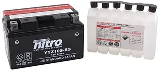 Nitro YTZ10S-BS Batteri Vedlikeholdsfr. 12V, 8.6Ah, 150x87x93, Syrepakke, AGM