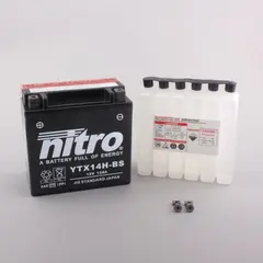 Nitro YTX14H-BS Batteri Vedlikeholdsfr. 12V, 12Ah, 150x87x145, Syrepakke, AGM