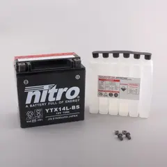 Nitro YTX14L-BS Batteri Vedlikeholdsfr. 12V, 12Ah, 150x87x145, Syrepakke, AGM