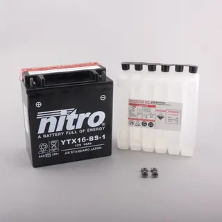 Nitro YTX16-BS-1 Batteri Vedlikeholdsfr. 12V, 14Ah, 150x87x161, Syreflaske, AGM
