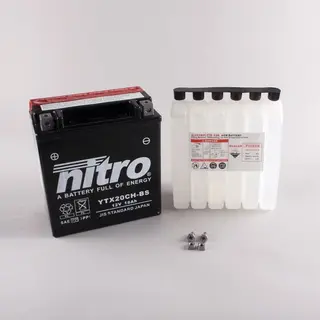 Nitro YTX20CH-BS Batteri Vedlikeholdsfr. 12V, 18Ah, 150x87x161, Syreflaske, AGM