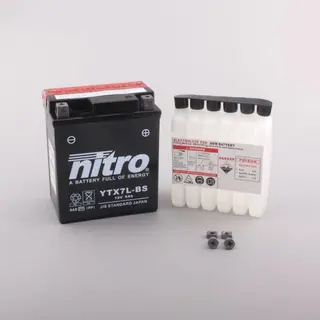 Nitro YTX7L-BS Batteri Vedlikeholdsfritt 12V, 6Ah, 113x70x130, Syreflaske, AGM
