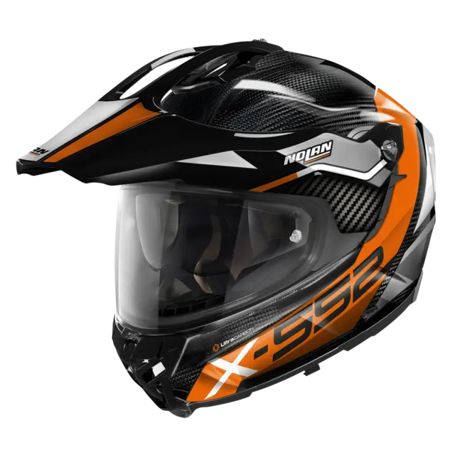 Nolan X-552 Carbon Dinamo Oransj S-56 ECE 22-06 Adventure N-Com DD-Ring lås 
