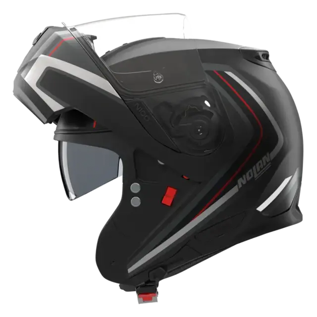 Nolan N100-6 Radiante Matt Rød ECE 22-06 N-Com Åpningshjelm Komfort 