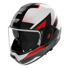 Nolan N120-1 Ciclone Hvit/rød ECE 22-06, N-Com, Hjelm m/"Flip back"