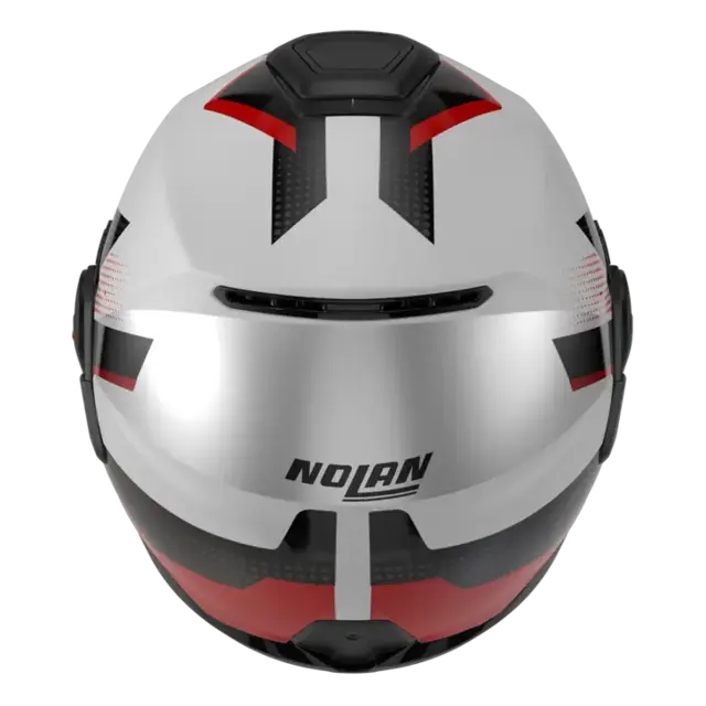 Nolan N120-1 Ciclone Hvit/rød ECE 22-06, N-Com, Hjelm m/"Flip back" 