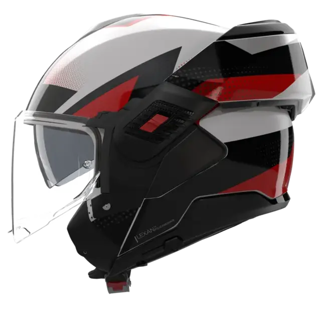 Nolan N120-1 Ciclone Hvit/rød ECE 22-06, N-Com, Hjelm m/"Flip back" 