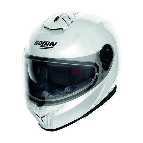 Nolan N80-8 Classic Metalic hvit Sporty helhjelm, N-Com, Komfort, Solvisi