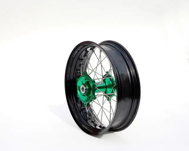 REX 17x5.00 Kawa Bakhjul - 25mm aksel KX/KXF 125/250 03->   Sort, Grønt Nav 