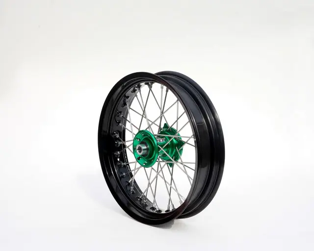 REX 17x3.50 Kawa Framhjul - 20mm aksel KX/KXF 125-450, 06->   Sort, Grønt Nav 