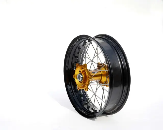 REX 17x5.00 Suzuki Bakhjul - 25mm aksel RMZ250,RMZ450 07->  Sort Ring, Gull Nav 