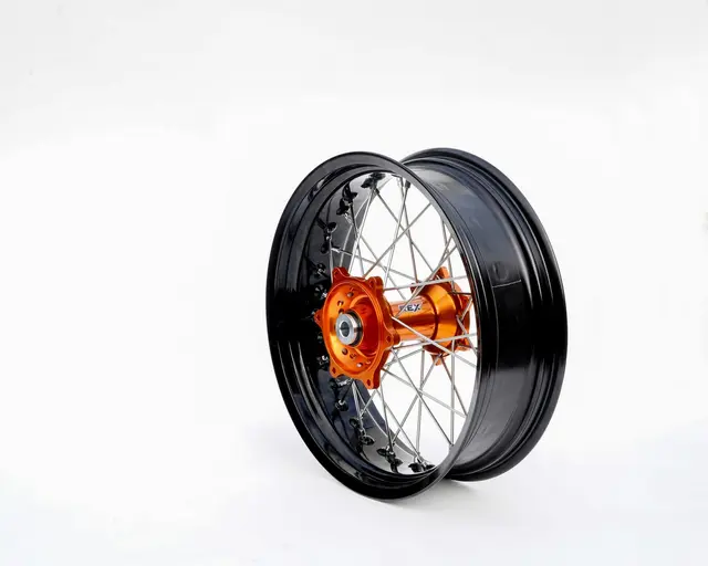 REX 17x4.50 KTM Bakhjul - 20mm aksel Sort Felgring m/Oransje Nav '95- 