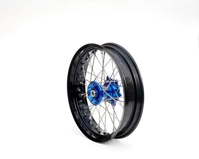 REX 17x3.50 HQ Framhjul - 22mm aksel Sort Felgring m/ Blått Nav TE,FE 