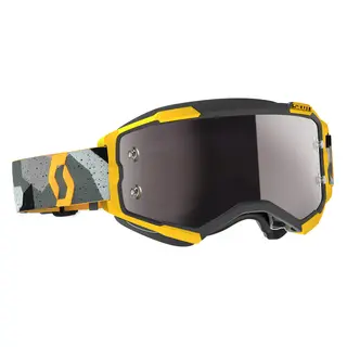 Scott MX Fury Brille - Gr&#229;/Gul S&#248;lv Chrome WORKS Linse