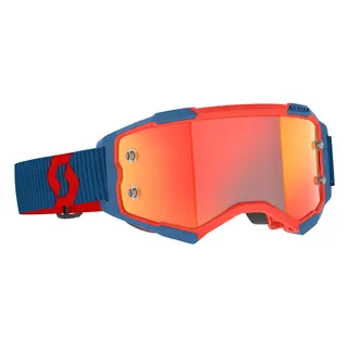 Scott Fury MX Brille - Bl&#229;/Neon-R&#248;d Oransje Chrome WORKS Linse
