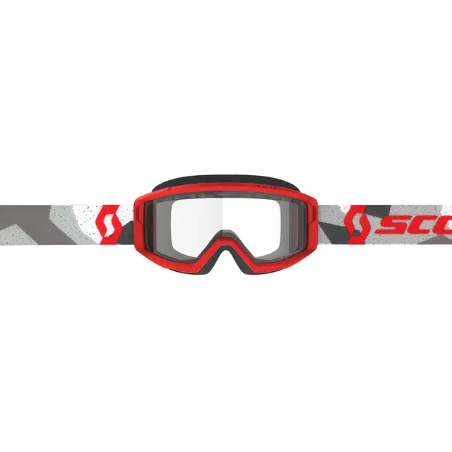 Scott Primal MX Brille Enduro - Hvit/Rød Klar Linse 