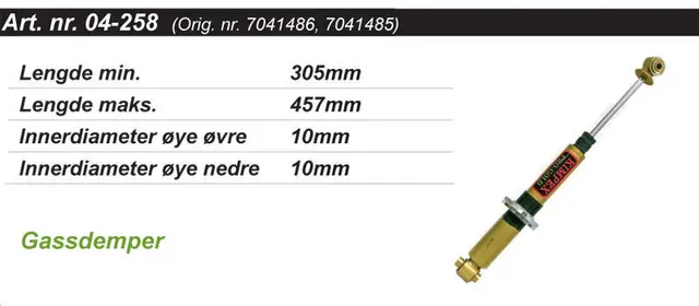 Støtdemper Polaris Fremre Kimpex Gold 7041485, 7041486 