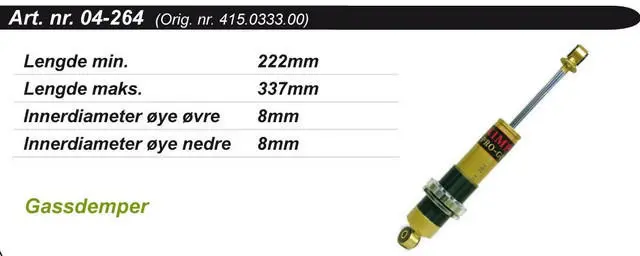 Støtdemper Ski-Doo Fremre Kimpex Gold 415033300, 414866400 