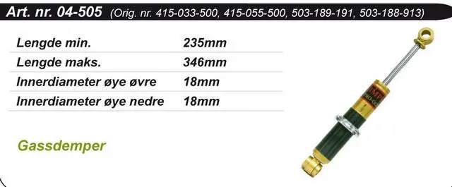 Kimpex Gold Støtdemper Ski-Doo/Lynx 415033500/415055500/503189191/503188913 