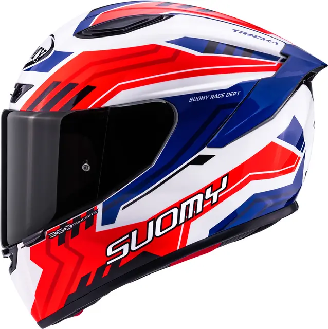 Suomy Track-1 Framework Hvit/Rød/blå Racinghjelm Ventilert 3komponent fiber 