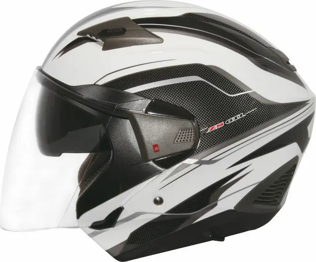 Zeus 611 Hjelm - TT3 Hvit MC halvhjelm m/solvisir 
