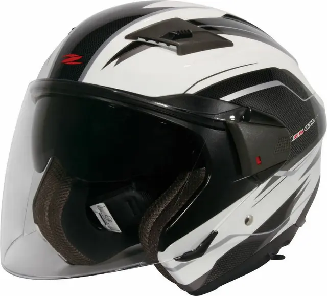 Zeus 611 Hjelm - TT3 Hvit MC halvhjelm m/solvisir 