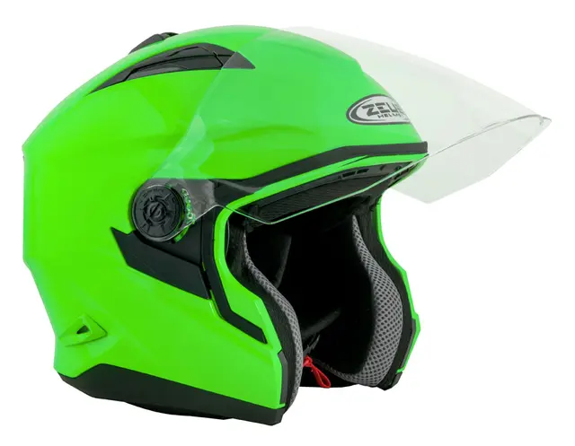 Zeus Jet 613E - Fluor. Grønn Ny halvhjelm m/solvisir 