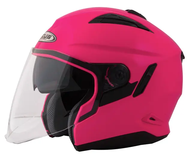 Zeus Jet 613E - Fluor. Rosa Ny halvhjelm m/solvisir 