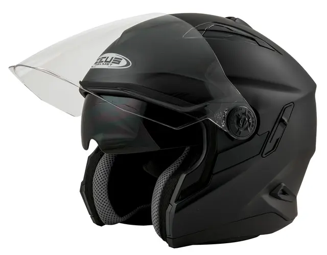 Zeus Jet 613E - Matt Sort Ny halvhjelm m/sol-visir 