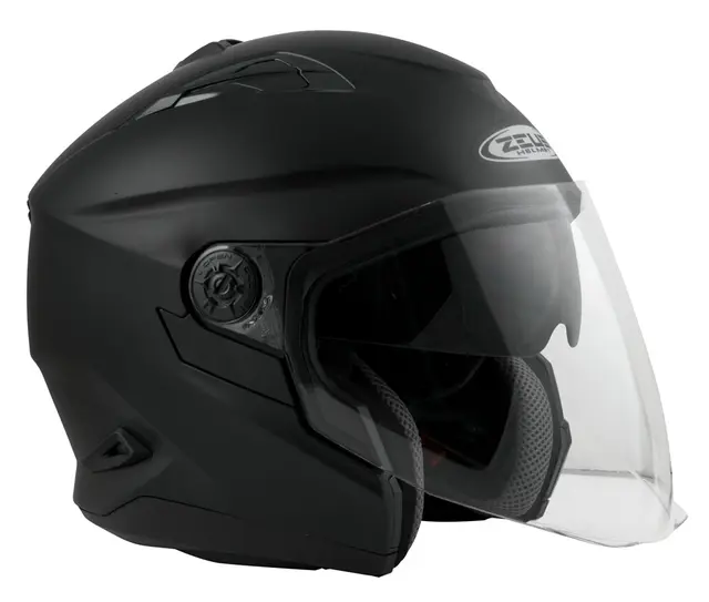 Zeus Jet 613E - Matt Sort Ny halvhjelm m/sol-visir 