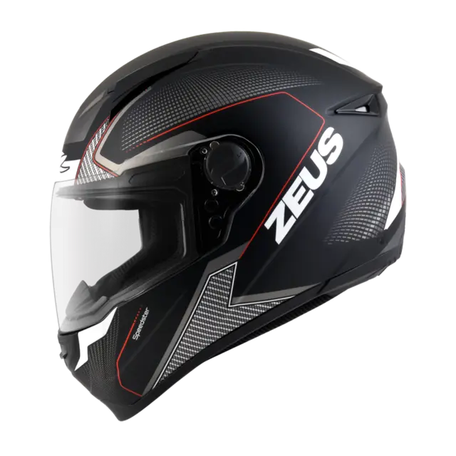 Zeus 811 Moped/MC Hjelm - Sort Rød MC/mopedhjelm i polycarbonat Matt 